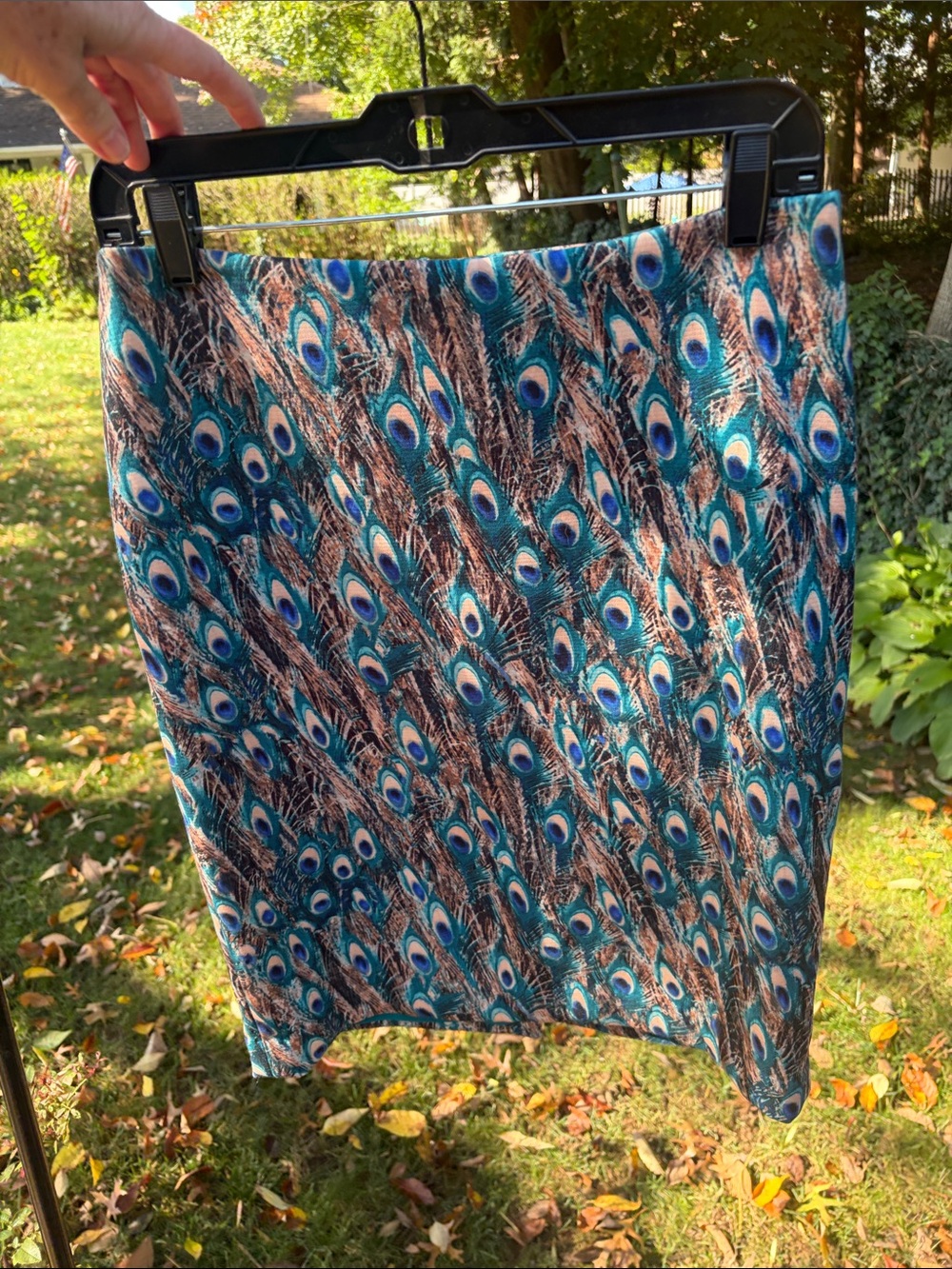 Talbots Peacock Feather Print Pencil Skirt - Teal & Brown